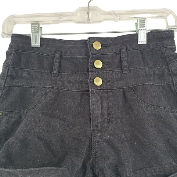 304.  Refuge Women's Denim Shorts Black Size 0 moto - Picture 2 of 9